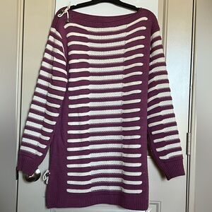 Elegant Striped Purple and White Women's Sweater